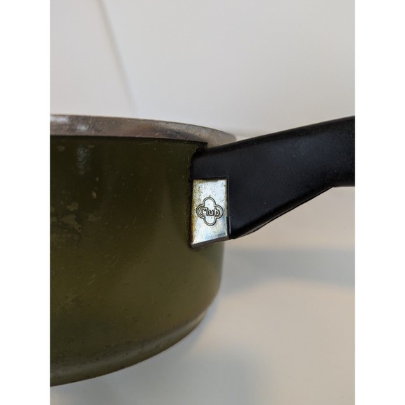 Vintage Avocado Olive Green Club Aluminum Sauce Pan Mid Century with Lid - Picture 4 of 11
